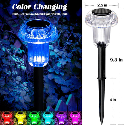 Solar Lights Outdoor Pathway Waterproof 16 Pack Color Changing LED Acrylic Mushroom Decorative