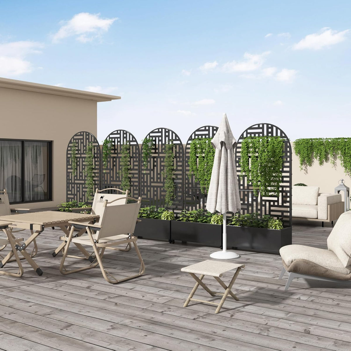 Casaphoria Metal Raised Garden Bed with Trellis and Wheels, 72"x35"x16" Arched Planter Box for