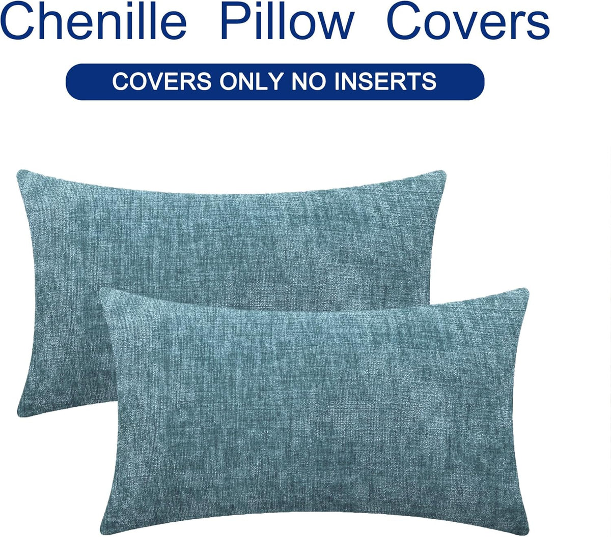 CaliTime Throw Pillow Covers Decorative 16 X 26 Inches Pack of 2 Cozy Chenille Cushion Cases for