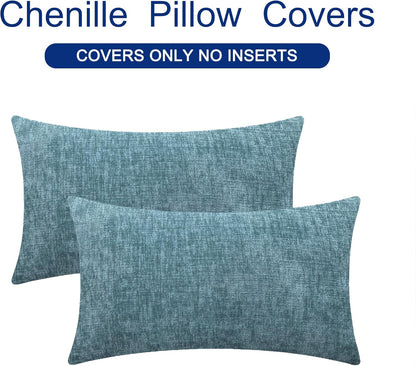 CaliTime Throw Pillow Covers Decorative 16 X 26 Inches Pack of 2 Cozy Chenille Cushion Cases for