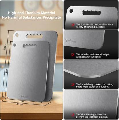Titanium Cutting Board Ultra-Lightweight,Non-Toxic,Food-Grade Pure Titanium Cutting Boards for
