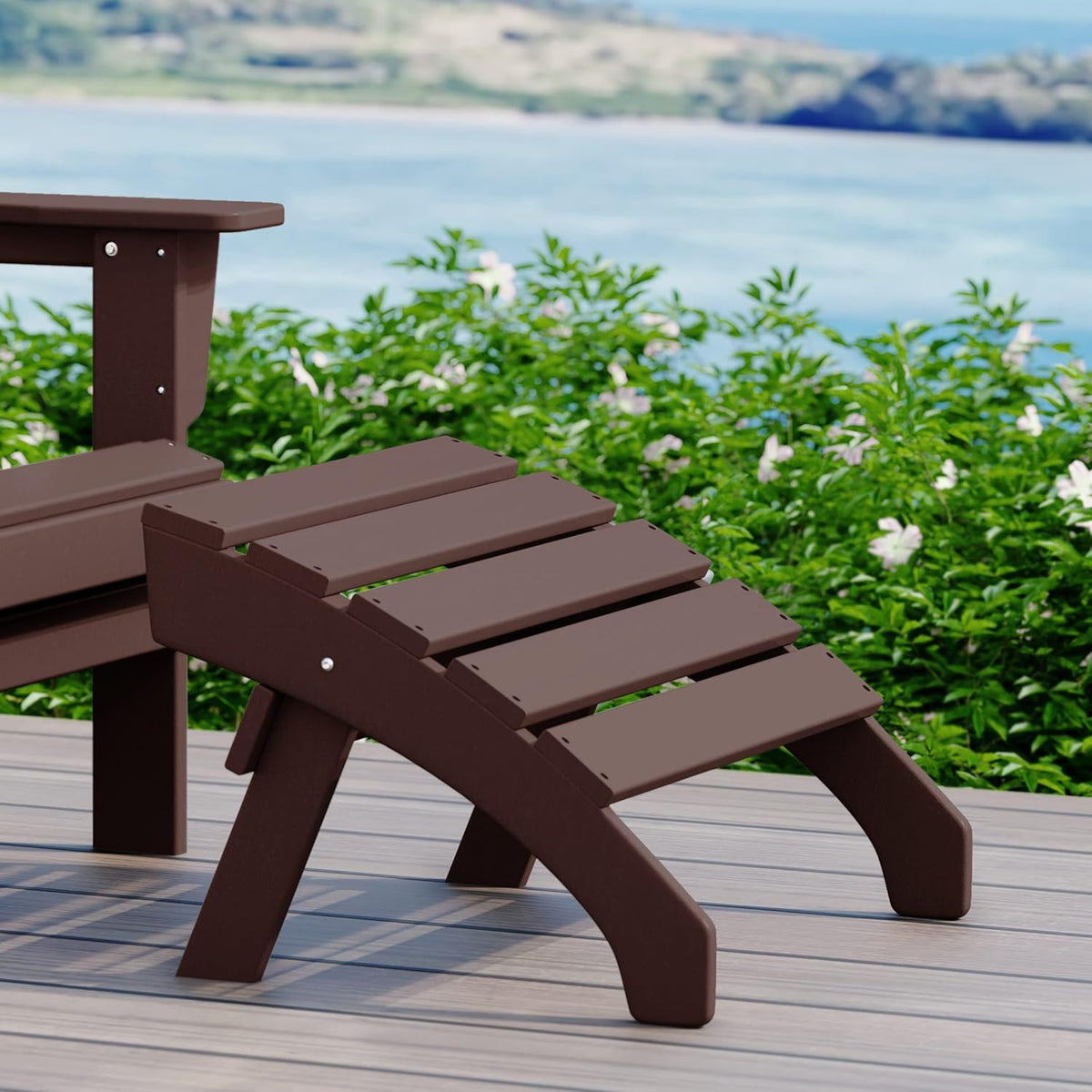 WestinTrends Dylan Outdoor Patio HDPE Adirondack Ottoman Footrest, Dark Brown