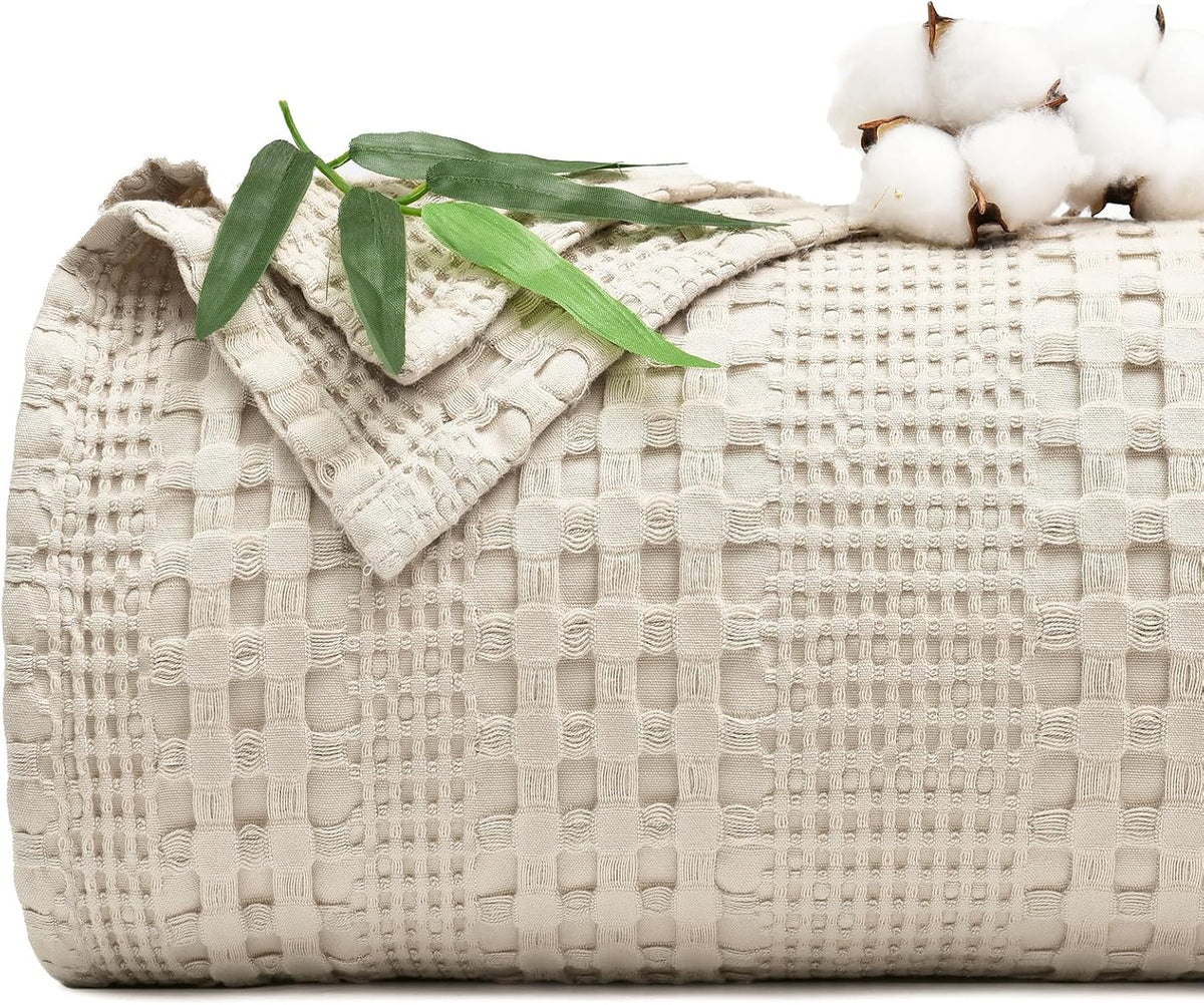 PHF Cooling Waffle Blanket California King Size, Lightweight 60% Rayon Derived from Bamboo & 40%