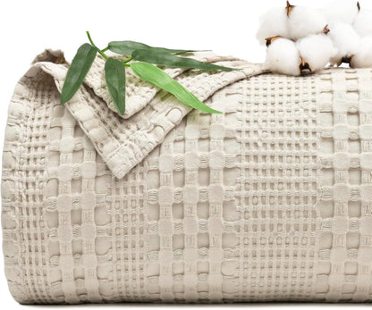PHF Cooling Waffle Blanket California King Size, Lightweight 60% Rayon Derived from Bamboo & 40%