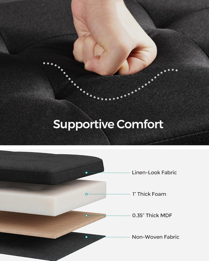 SONGMICS Mazie Collection - 30 Inches Folding Storage Ottoman Bench, Ottoman Foot Rest, End of Bed