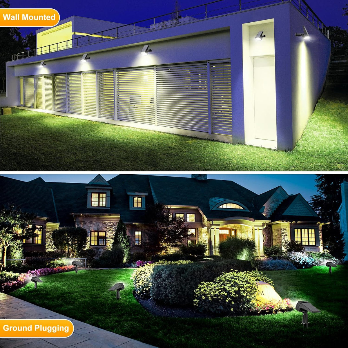 Fabrito 72 LEDs Solar Spot Lights Outdoor Waterproof, 3 Modes Landscape Spotlights, Dusk to Dawn