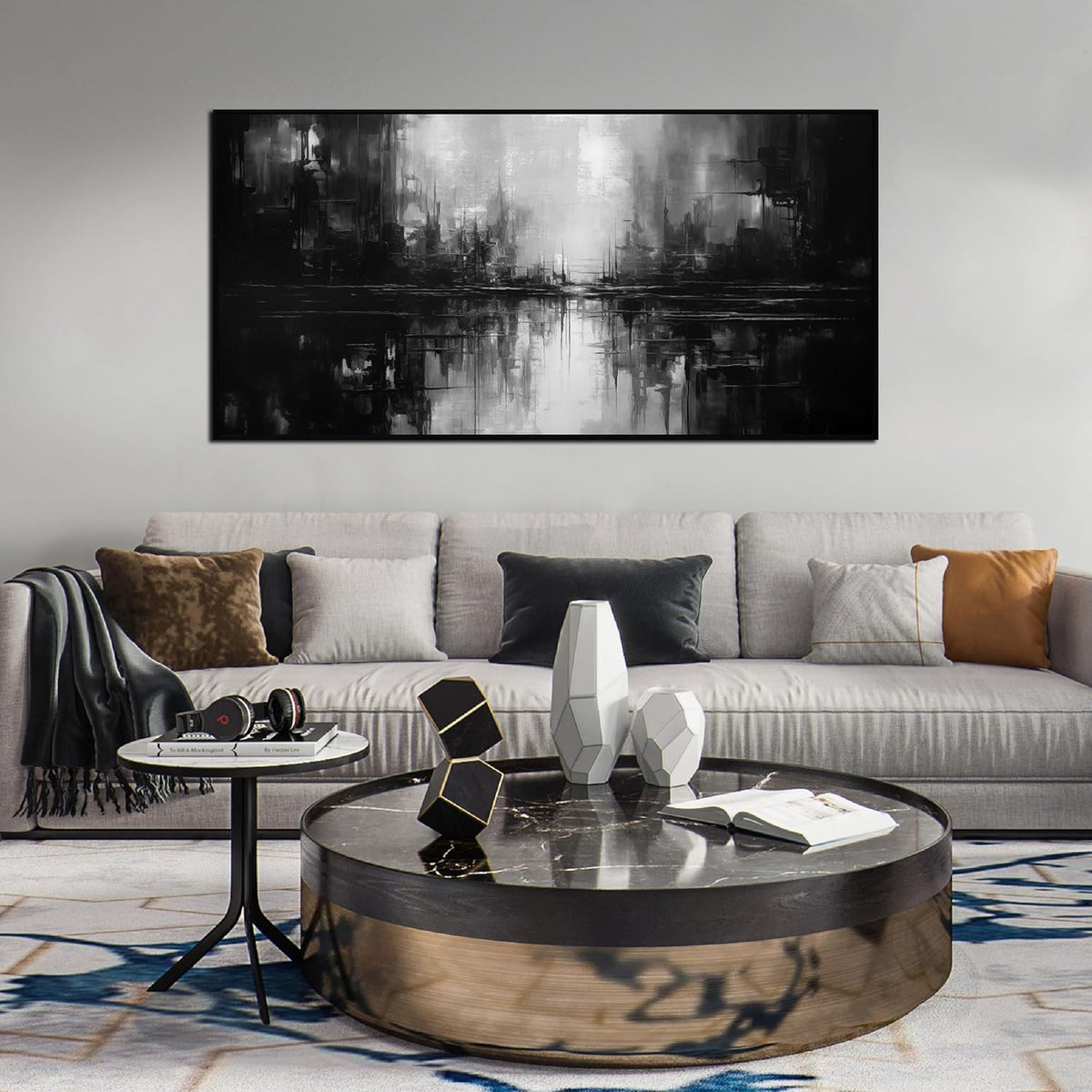 Abstract Painting Canvas Wall Art Living Room Black Wall Decor for Bedrom Home Office Decor Large