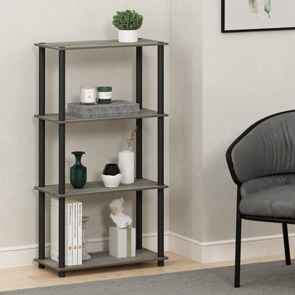 Furinno Turn-N-Tube Storage Shelves, 4-Tier Book Shelf, Corner Shelf, Toolless Open Shelves, for