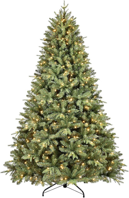9FT Pre-Lit Artificial Christmas Tree with 3658 PE&PVC Mixed Branch Tips, 850 Warm White Lights