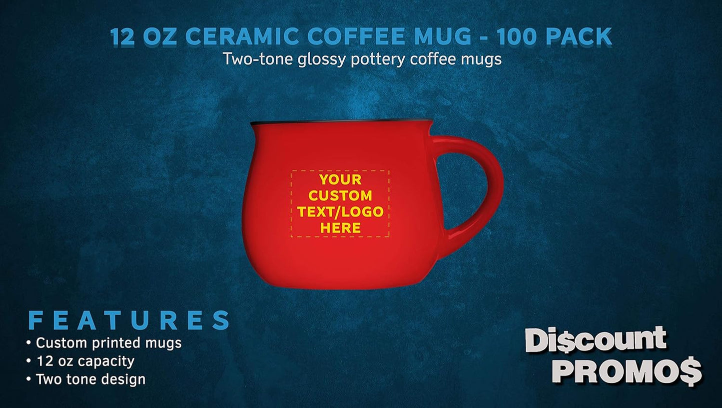 Custom Glazed Campfire Coffee Mugs 12 oz. Set of 100, Personalized Bulk Pack - Perfect for Coffee