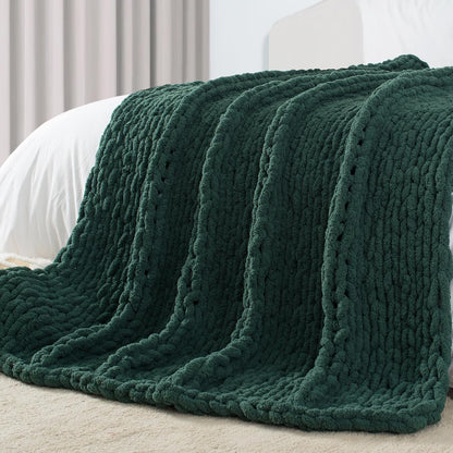 Carriediosa Chunky Knit Throw Blanket 60" X 80" Twin, 100% Hand Made Large Chenille Loop Yarn Soft