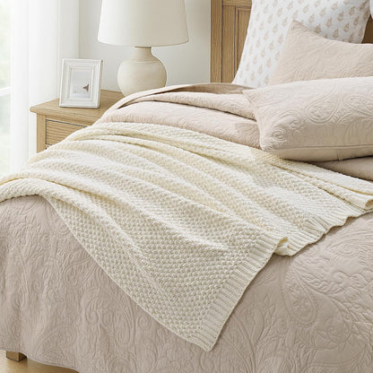 Chunky Chenille Knit Throw Blanket for Couch, Soft Luxurious Moss Stitch Blankets for Bed, Cozy