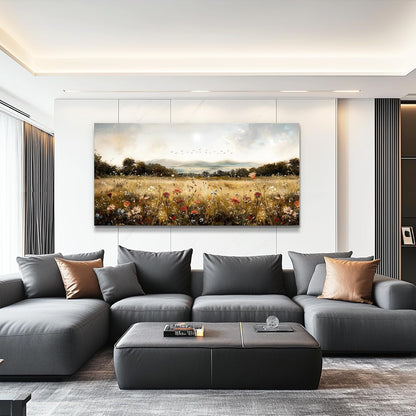 KELIYUAN Canvas Wall Art For Kitchen Dining Room Vintage Decor, Lawn Paintings With Flowers Wall