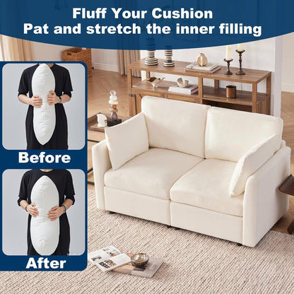 Tbfit 59" Loveseat Sofa, Chenille Small Sofa Couch, Love Seat with 2 Pillows for Small Space