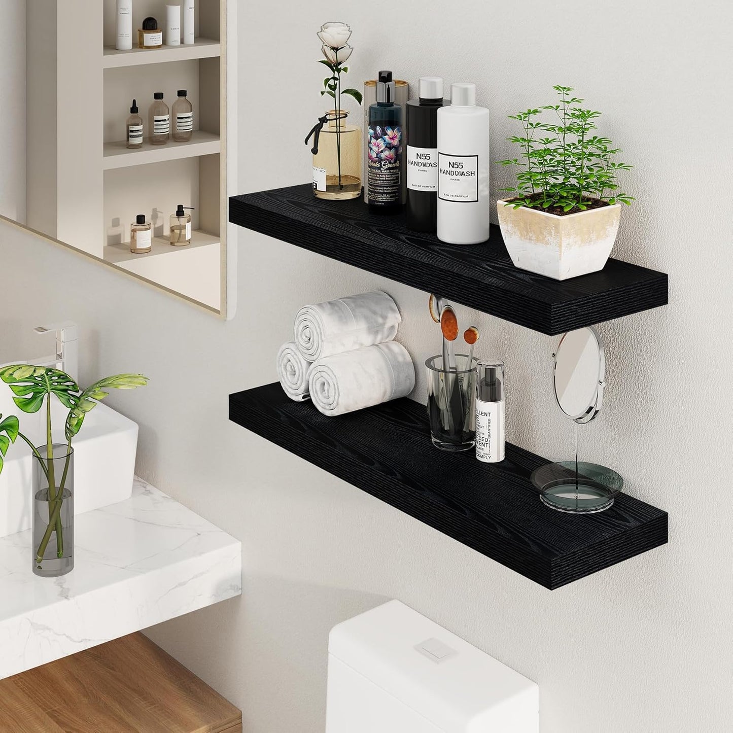 Fun Memories Black Floating Shelves 36 Inch Long, 8 Inch Deep Floating Shelf for Wall, 36" W x 8" D