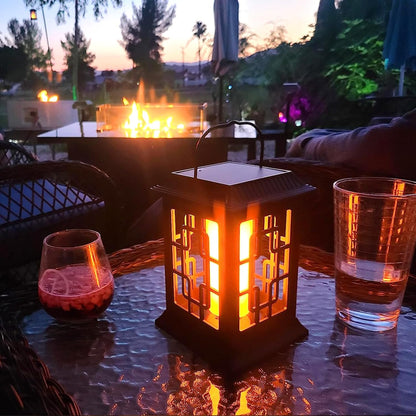 Flickering Solar Lantern Outdoor, Waterproof Hanging Flame Solar Powered Lantern for Pathway