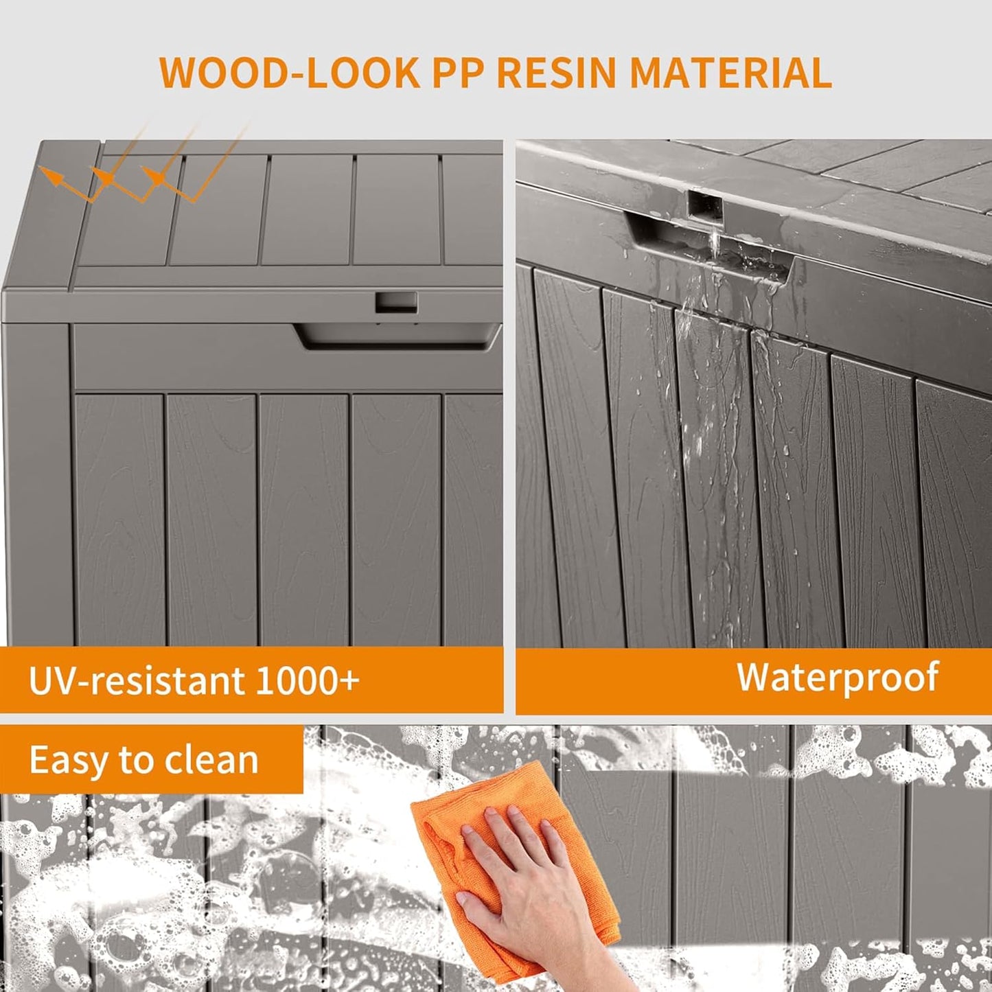 31 Gallon Resin Deck Box, Lockable Patio Outdoor Storage Box for Furniture, Garden Tools and Tools