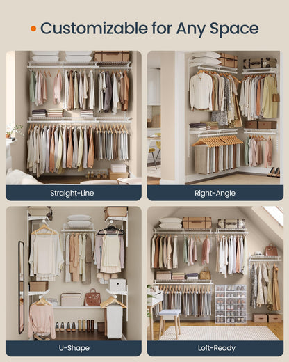 SONGMICS HOME Closet System, Closet Insert Organizer, 4-6 ft, Adjustable Metal Shelving Unit with 6