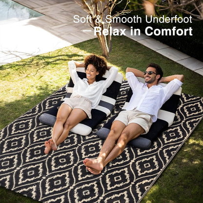 OLANLY Outdoor Rug 5x8 ft Waterproof, Outdoor Plastic Straw Rug with Geometric Pattern Clearance