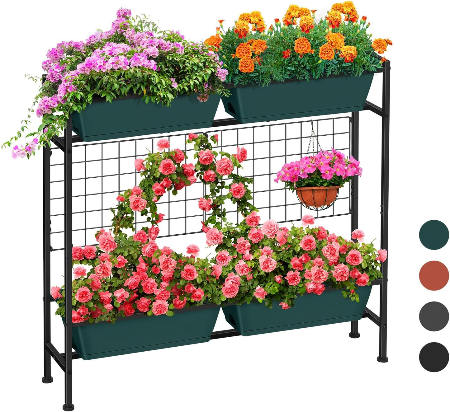 Raised Garden Beds 32.4" Tall Vertical Planter Boxes with Trellis Standing Herb Garden Planter