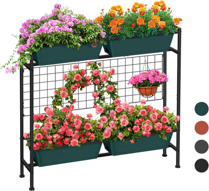 Raised Garden Beds 32.4" Tall Vertical Planter Boxes with Trellis Standing Herb Garden Planter