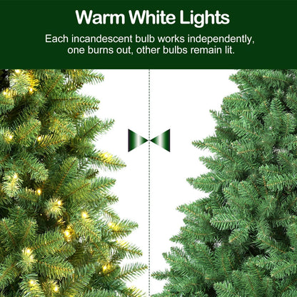 Hykolity 7.5 ft Prelit Christmas Tree, Artificial Christmas Tree with 450 Warm White Lights, 1450