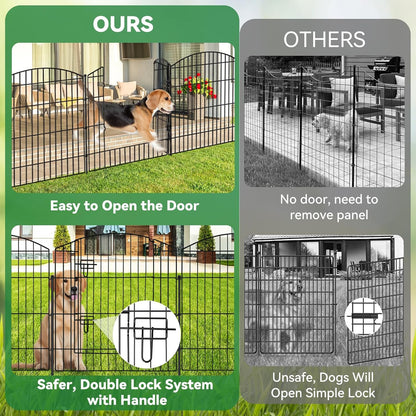 No Dig Decorative Garden Fence with Gate 32in (H) x 24ft (L), 9 Panels + 1 Gate +11 Stakes
