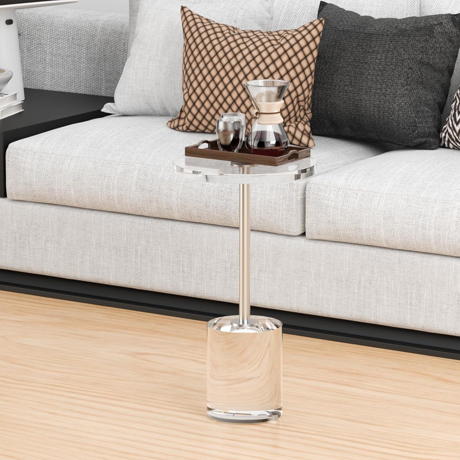 Acrylic End Table, Modern Minimalist Acrylic Side Tables, Clear Side Table for Living Room