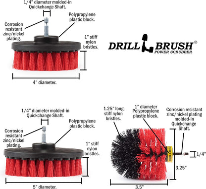 Drillbrush Headstone Cleaning Supplies - Outdoor Power Brush - Fountain Cleaner Tool - Deck