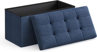 SONGMICS MAZIE Collection - 30 Inches Folding Storage Ottoman Bench, Ottoman Foot Rest, End of Bed