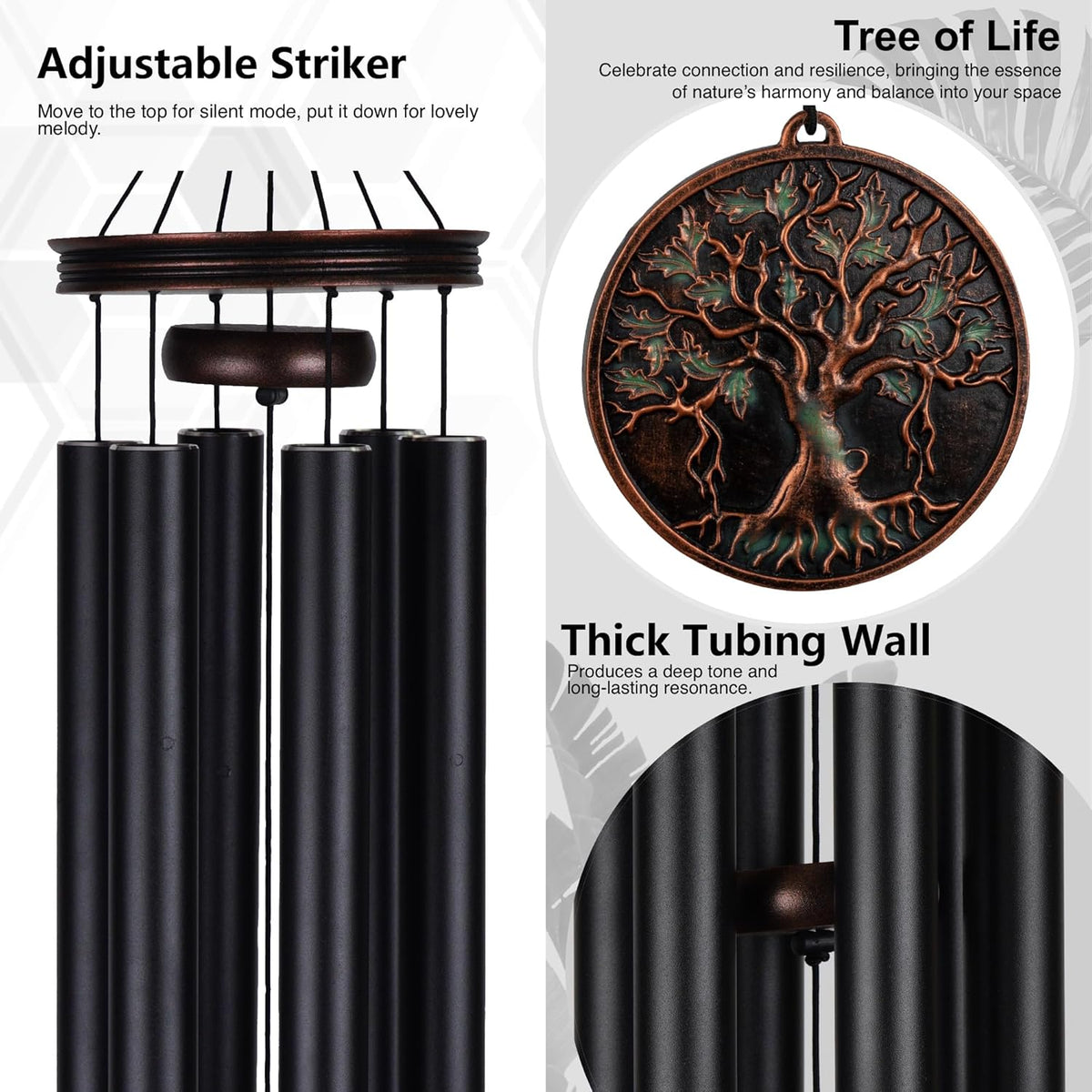 Vanquer Large Wind Chimes for Outside Deep Tone - 46'' Wind Chimes Outdoor Clearance, Memorial