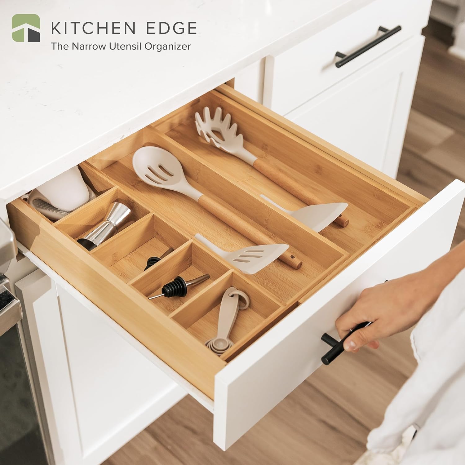 Adjustable Kitchen Drawer Organizer for Utensils and Junk, Food-Safe Contract Grade with 100%
