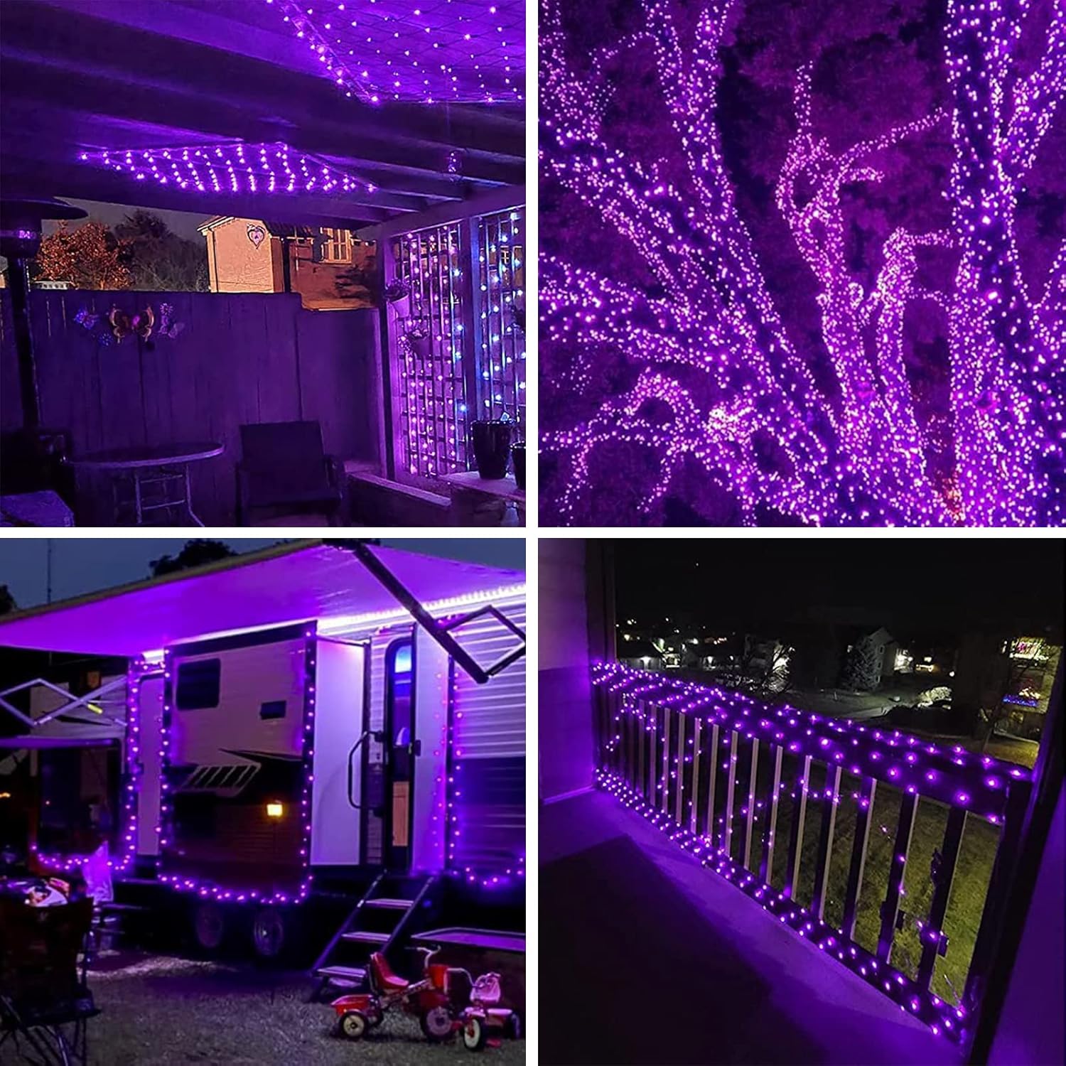 Purple Halloween Solar String Lights Outdoor, 2-Pack 80FT 200LED Solar Twinkle Light Waterproof