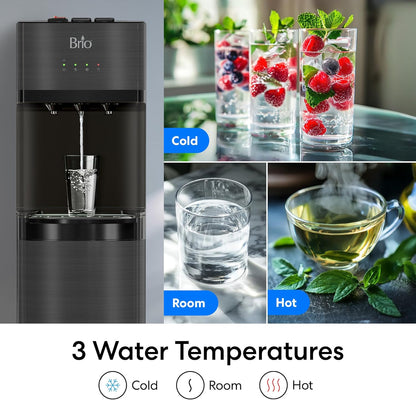 Brio Self Cleaning Bottom Loading Water Cooler Water Dispenser – Black Stainless Steel - 3