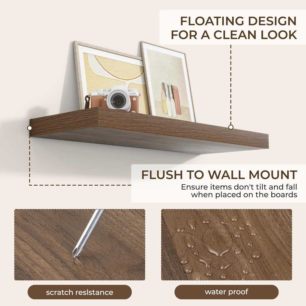 RICHFOCUS 36Inch Floating Shelves for Wall 2 Pack Shelves for Bedroom|Kitchen|Bathroom Wall Mounted