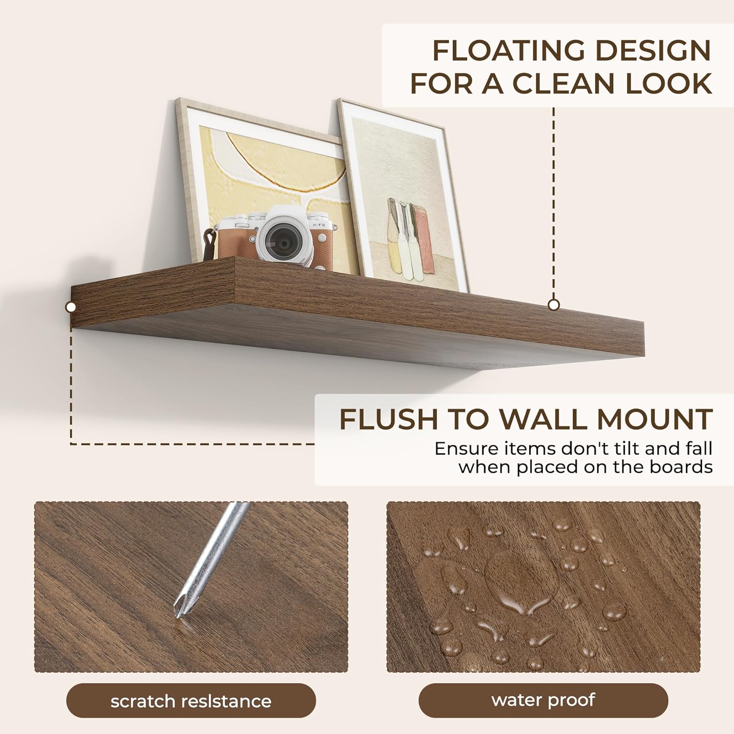 RICHFOCUS 36Inch Floating Shelves for Wall 2 Pack Shelves for Bedroom|Kitchen|Bathroom Wall Mounted