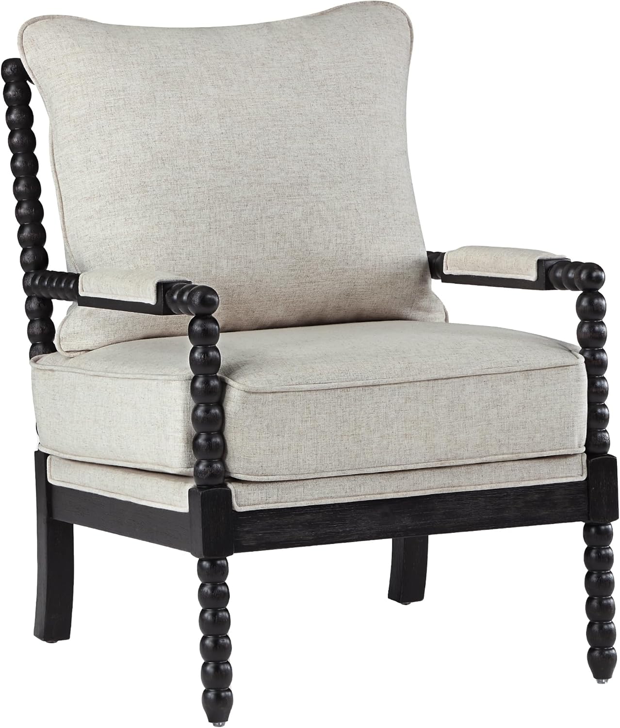 DUHOME Linen Fabric Spindle Accent Chairs Set of 2,Bobbin Chair with High Resilience Spring Cushion