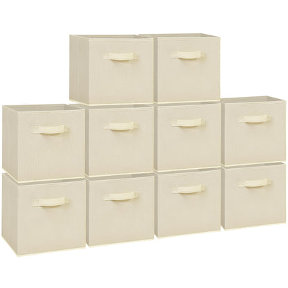 Easi Storage Cubes, 11 Inch Storage Bins, Set of 10, Foldable Fabric Cube Storage Organizer With