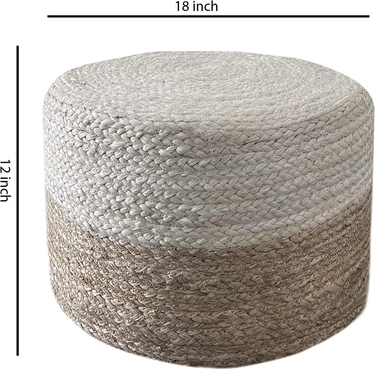 Jute Pouf Ottoman | Footrest Pouf | Hand Braided - Round Boho Pouffe - for Living Room, Bedroom