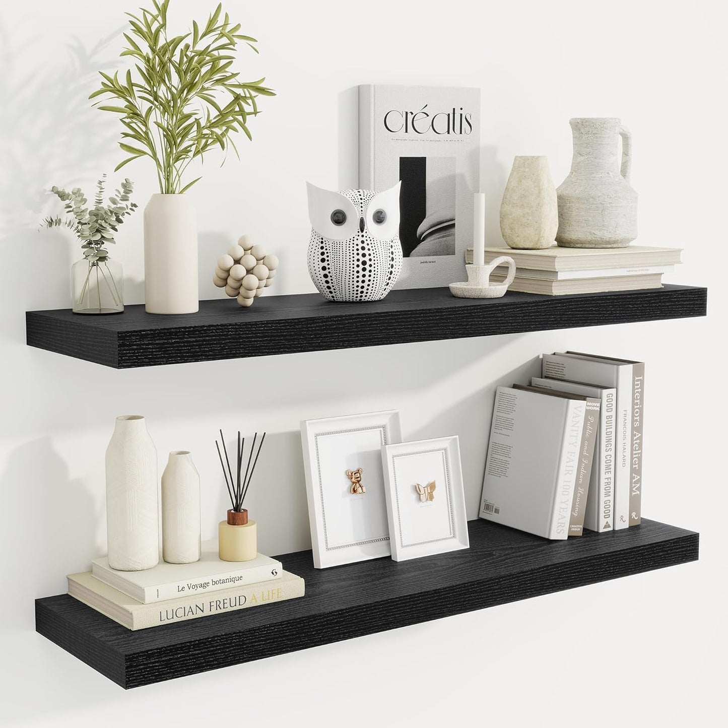 36 Inch Floating Shelves, 9.3 Inch Deep Rustic Wall Shelves - Extra Deeper Wall Mounted Storage