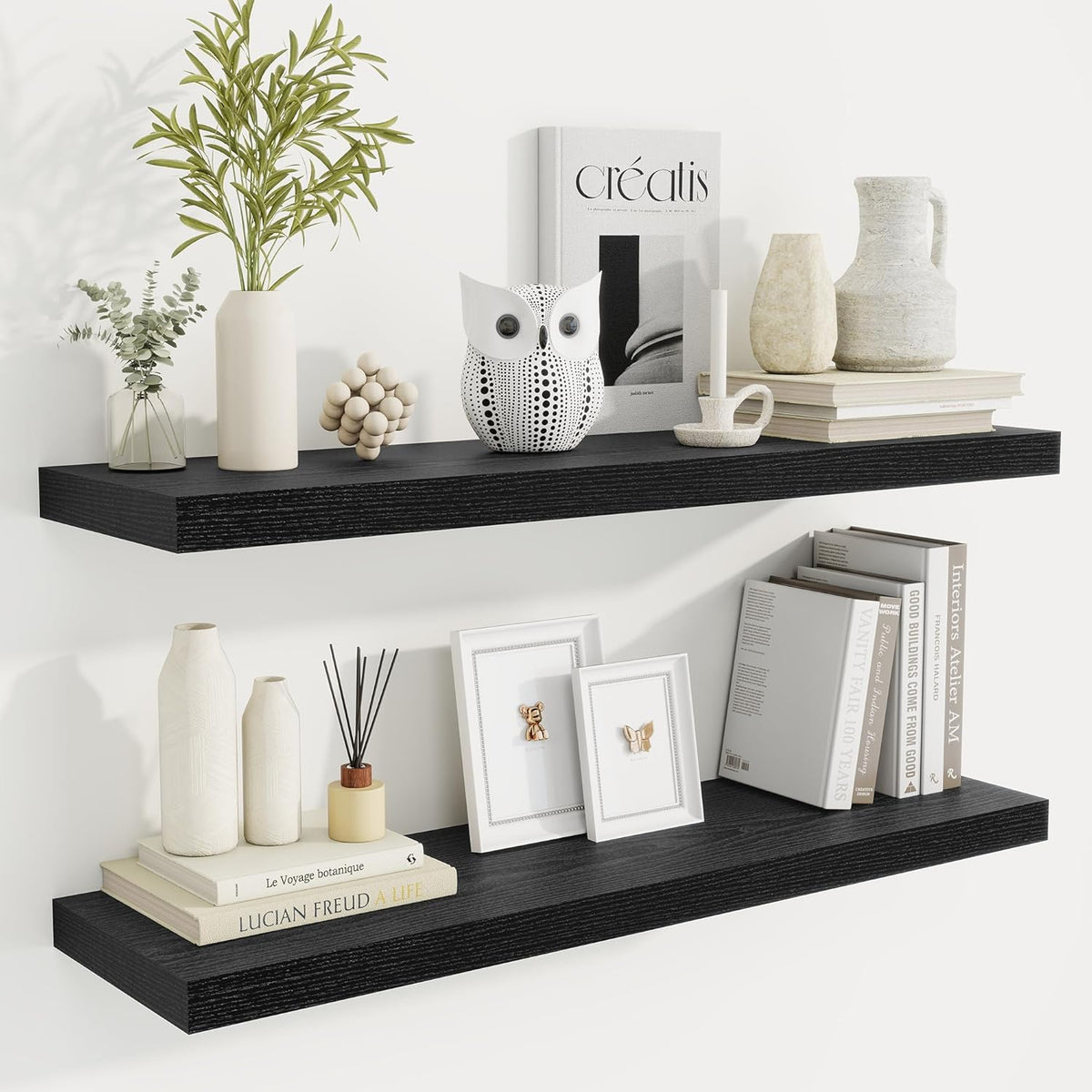 36 Inch Floating Shelves, 9.3 Inch Deep Rustic Wall Shelves - Extra Deeper Wall Mounted Storage