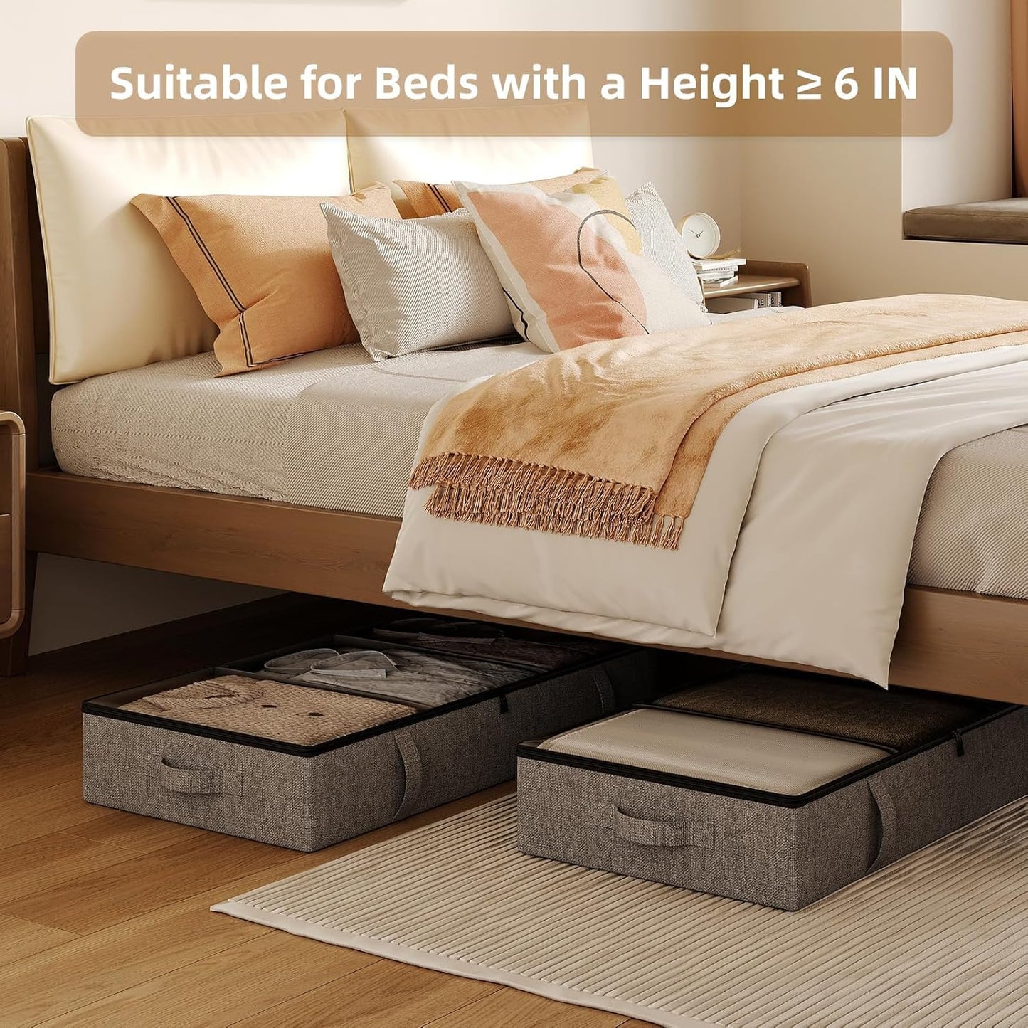 Vailando Under Bed Storage, 2 Pack Under Bed Storage Containers with Dividers, Firm Sides, Strong