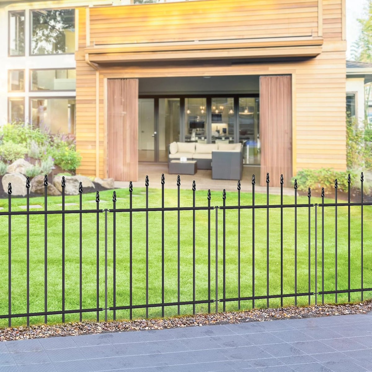 Metal Garden Fence 26 in H x 20ft L, 10 Panels + 11 Stakes Border Dog Fence Panels Animal Barrier