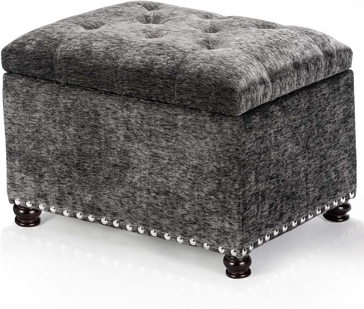 Joveco Storage Ottoman Bench, Rectangle 24" Velvet Foot Rest Stool Square Footstool for Living