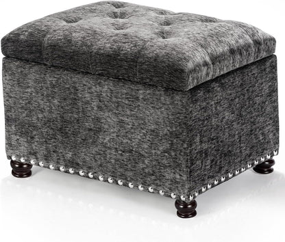 Joveco Storage Ottoman Bench, Rectangle 24" Velvet Foot Rest Stool Square Footstool for Living