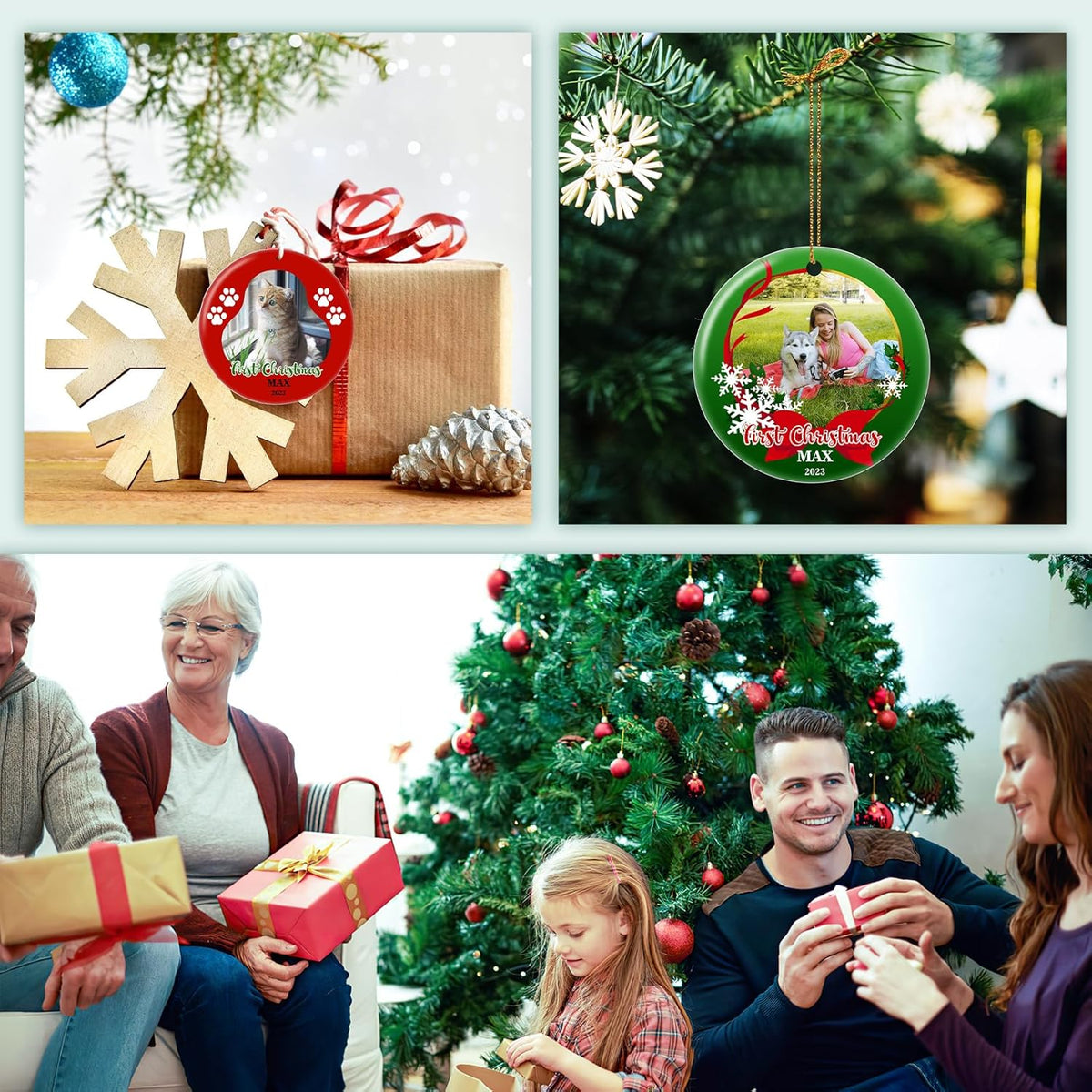 Personalized Christmas Ornament 2025 Custom Pet Memorial Gifts Photo Ornament Dog Cat First