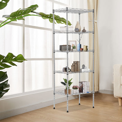 FDW 5 Tier Wire Shelving Adjustable Metal Shelves 17L x 12W x 48H NSF Pantry Shelves Storage Rack