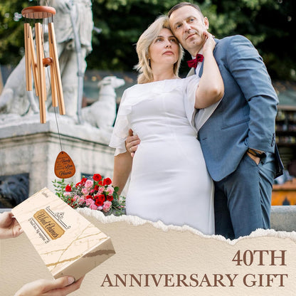 40th Wedding Anniversary Wind Chime, Happy 40th Anniversary Romantic Gifts for Couple, Parents