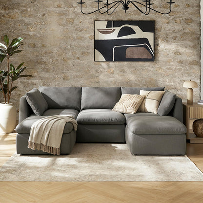 mopio Oversized Modular Sectional Sofa with Fully Removable Covers and Storage, Convertible U