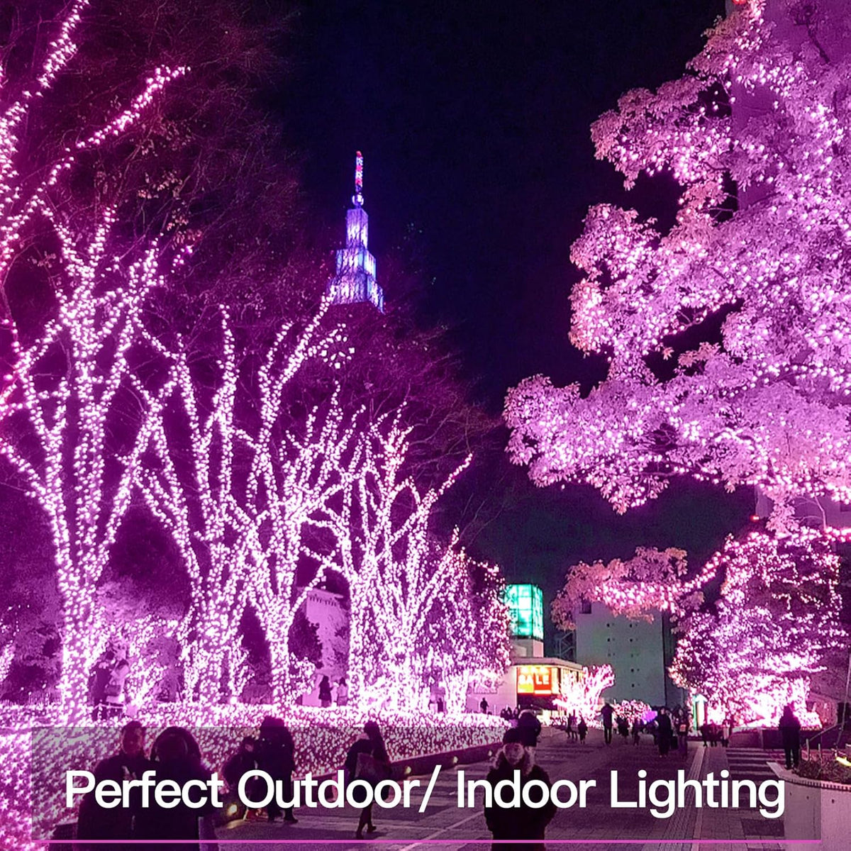 suddus Pink Christmas Fairy Lights Battery Operated Outdoor Waterproof, 66ft 200 Led String Lights